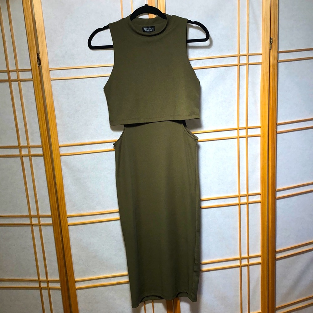 Topshop Sleeveless Tiered Bodycon MIDI Dress Sz.6